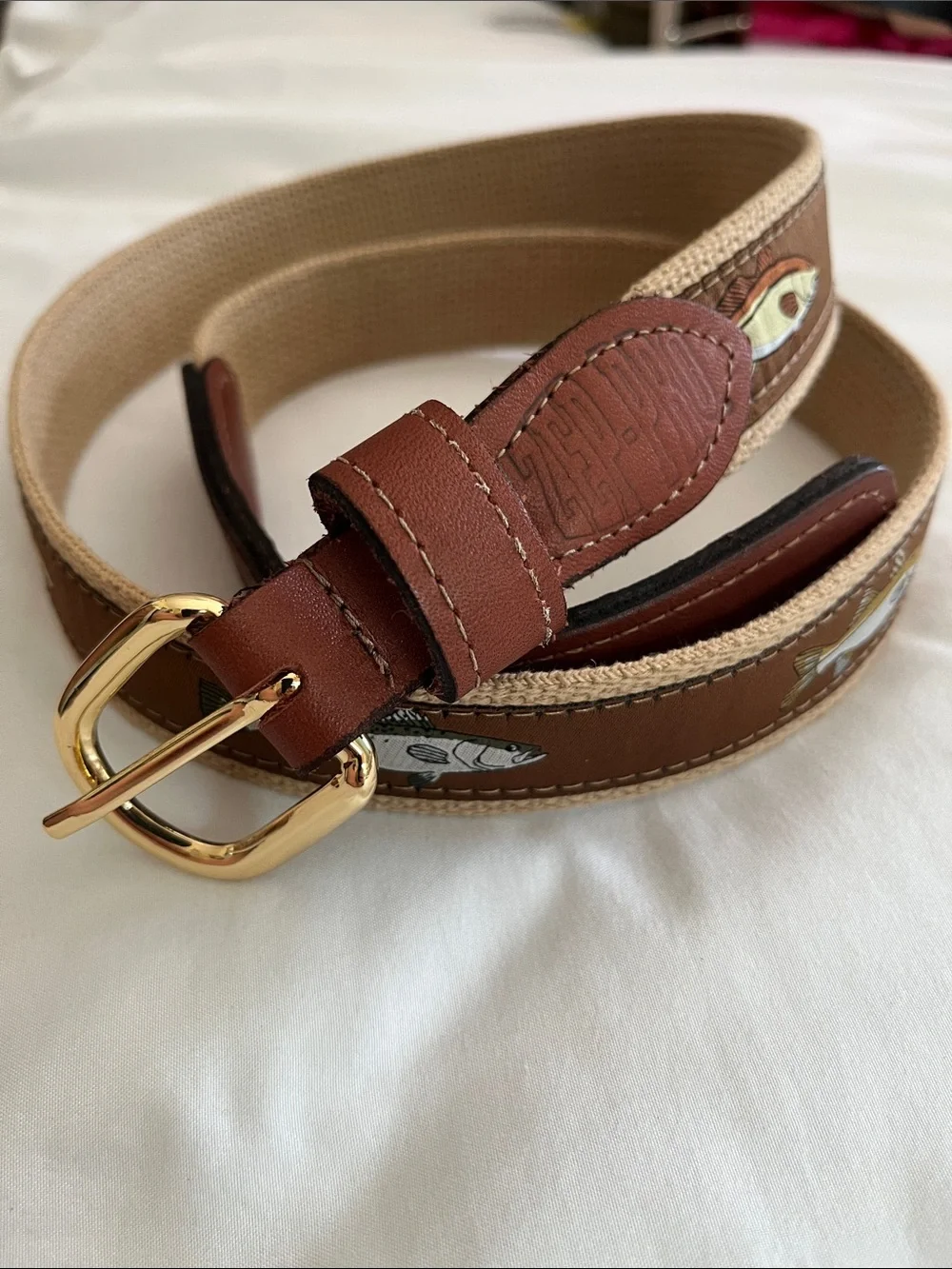 ZepPro NWOT brown leather canvas fish belt tarpon redfish trout snook  40”
